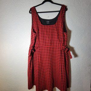 Red and Black Checkered Midi Dress